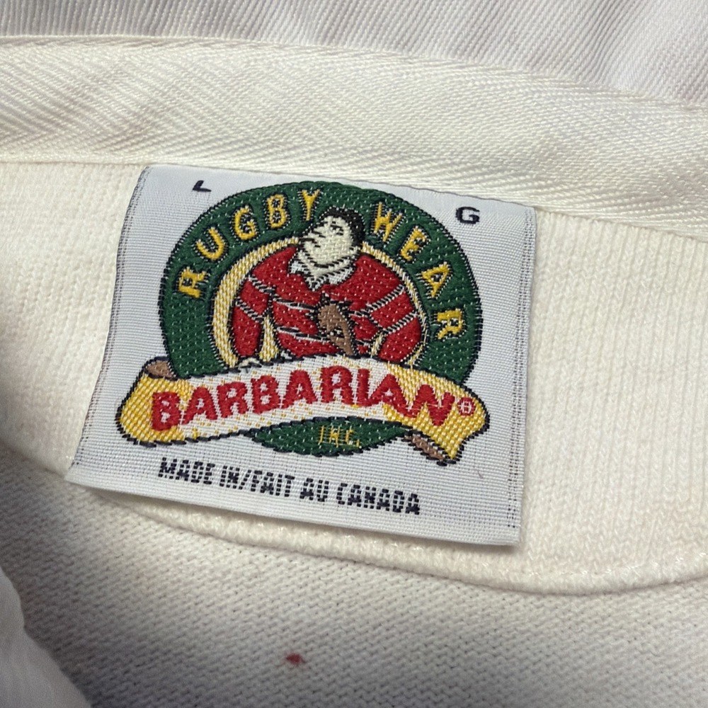 VTG Barbarian Rugby Wear Unity Rockets Burgundy White Striped 90s - Picture 3 of 6